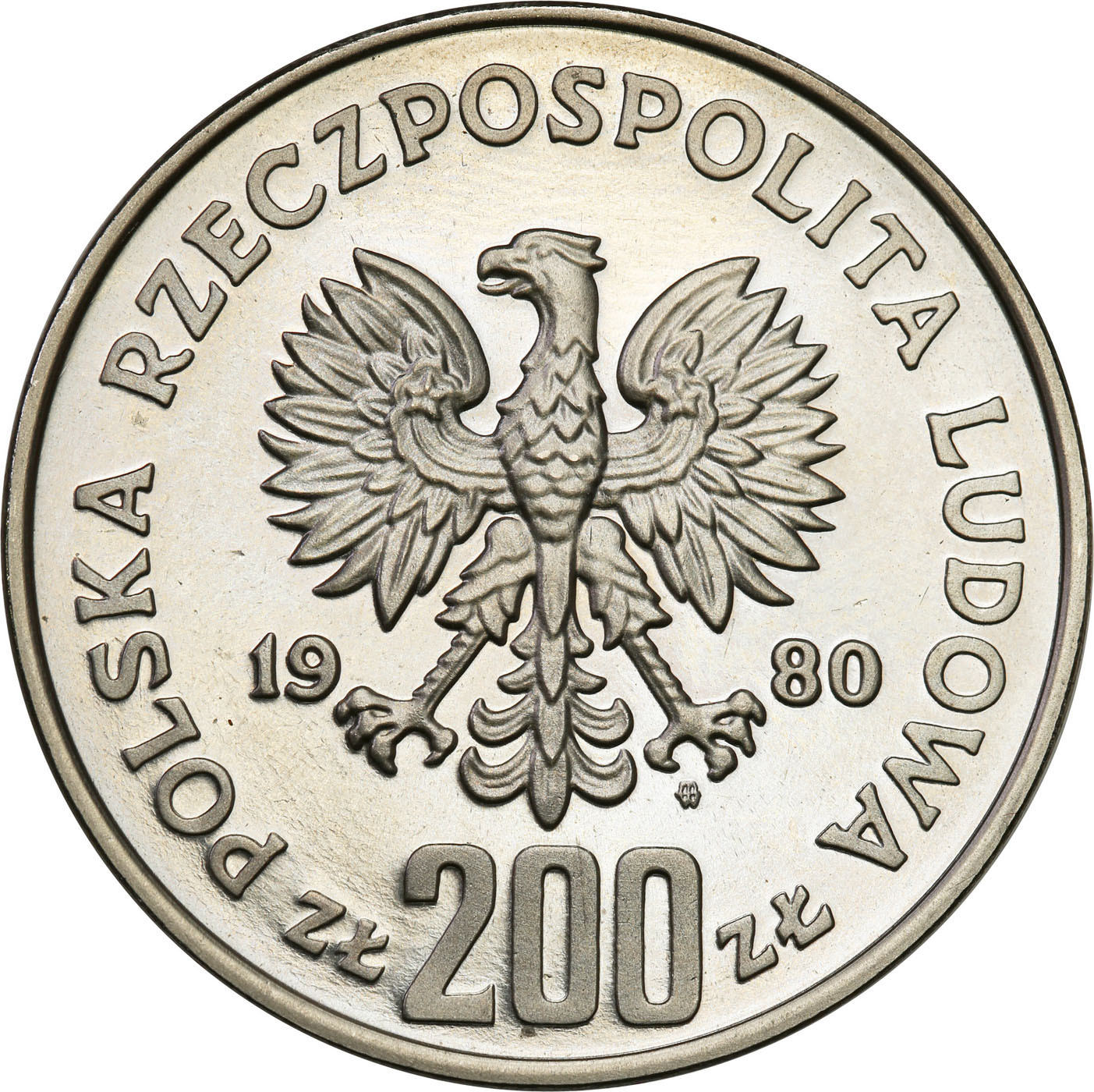 PRL. PRÓBA Nikiel 200 złotych 1980 – XIII Zimowe Igrzyska Olimpijskie